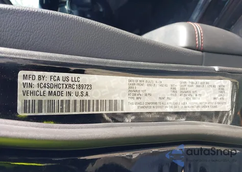 2024 Dodge Durango R/T from USA, damaged, VIN 1C4SDHCTXRC189723